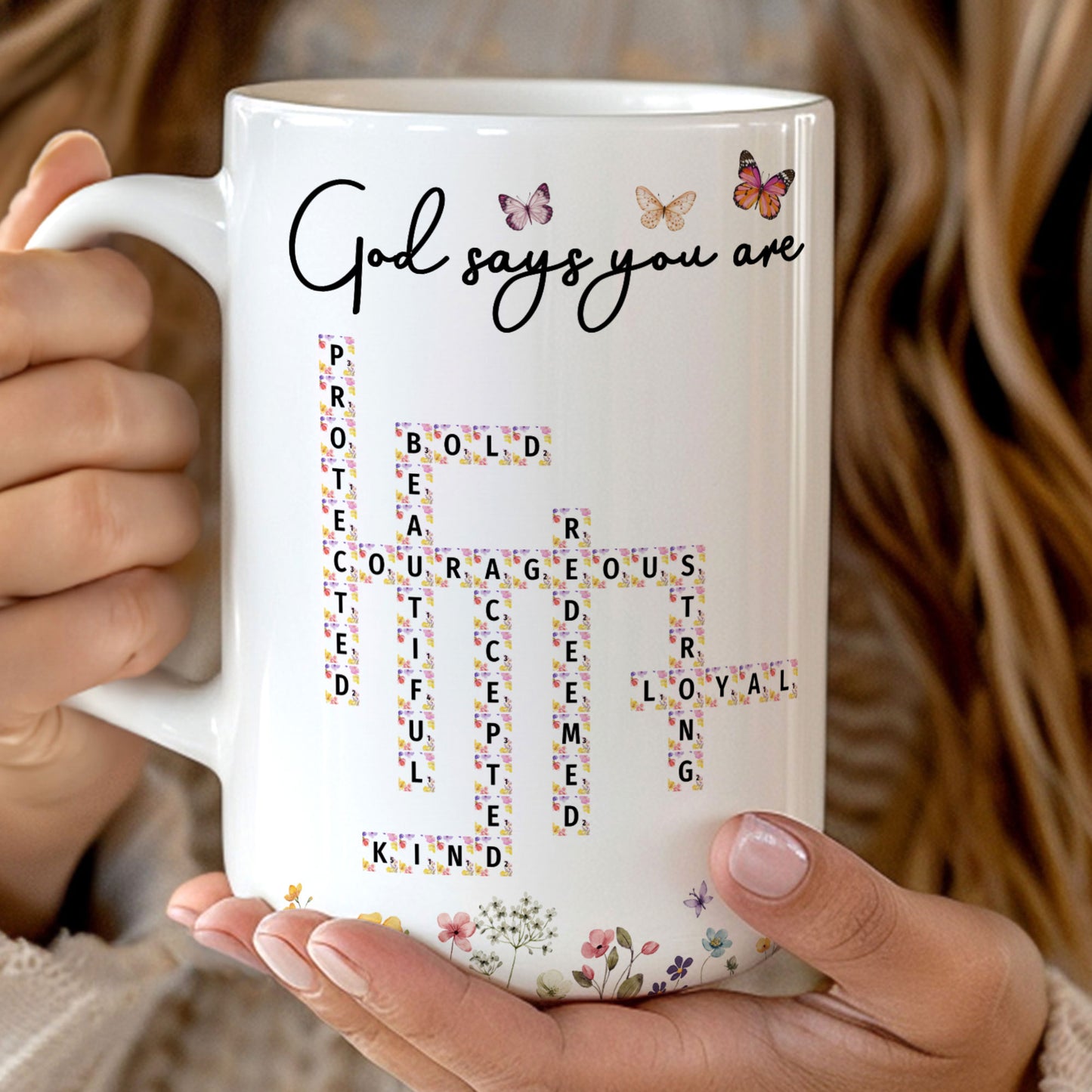 God Says You Are Scrabble Affirmation Words - Personalized Mug