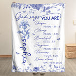 God Says You Are Toile Style Custom Birth Flowers - Personalized Blanket