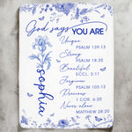 God Says You Are Toile Style Custom Birth Flowers - Personalized Blanket