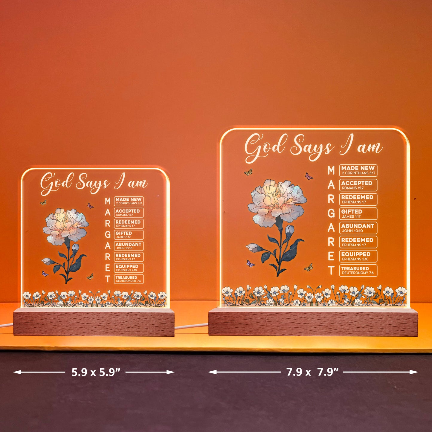 God Says You Are With Name Letter In Bible - Personalized LED Light