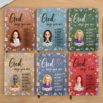 God Says You Are With Name Letter In Scripture Christian Gift - Personalized Leather Journal