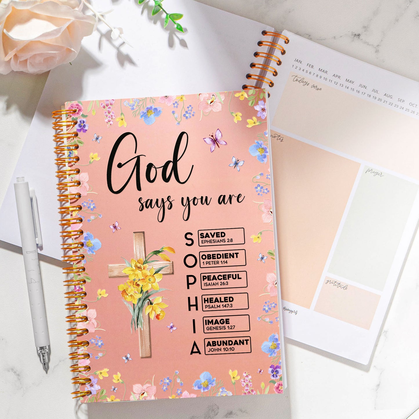 God Says You Are With Name Letter In Scripture - Personalized Prayer Journal