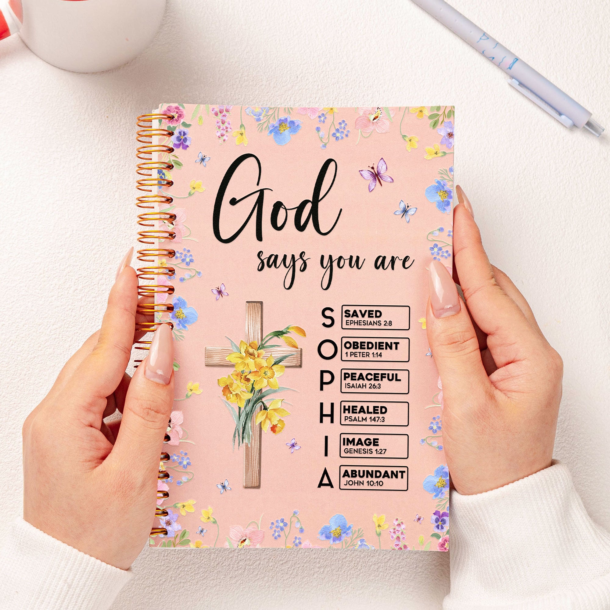 God Says You Are With Name Letter In Scripture - Personalized Prayer Journal