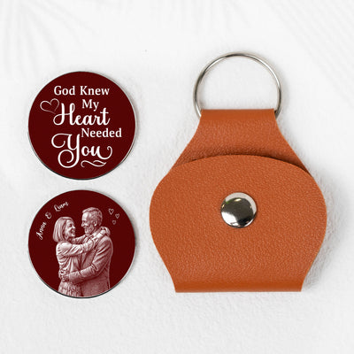 God Knew My Heart Needed You Custom Couple Sketch Line - Personalized Pocket Hug