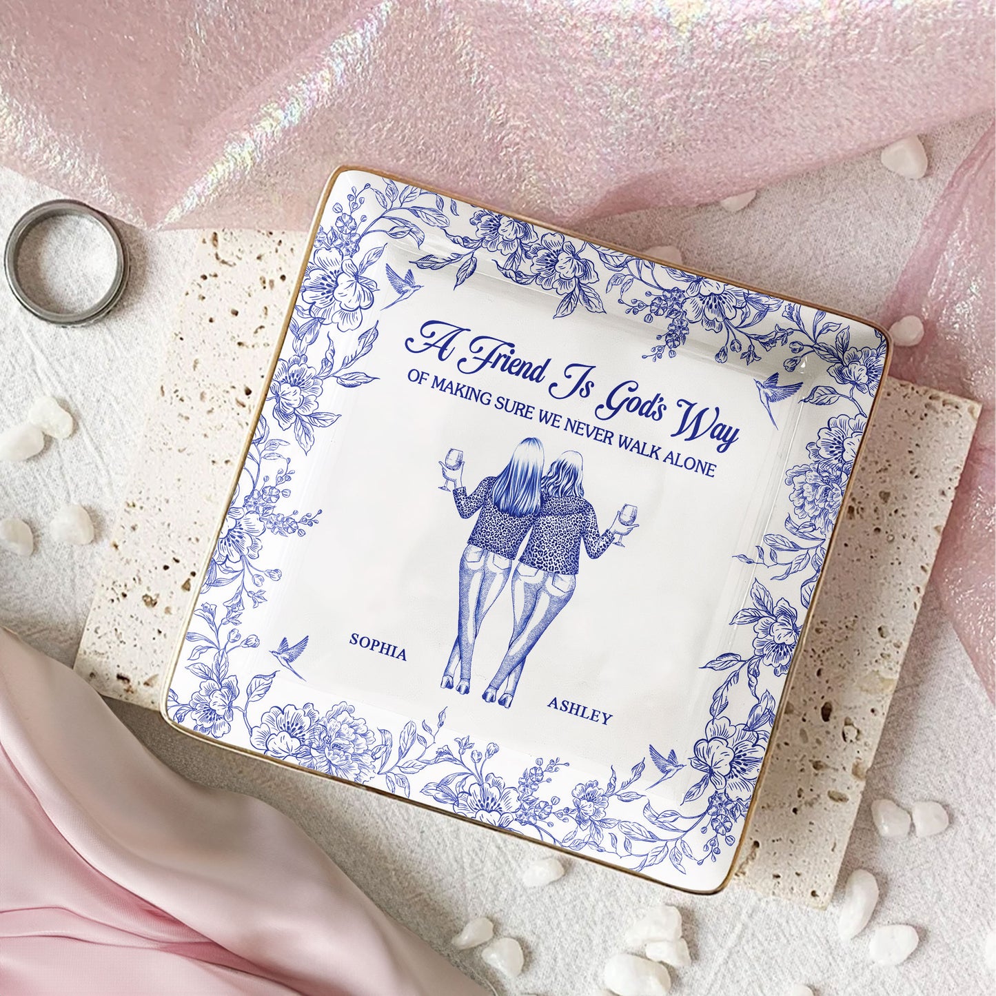 God's Way Of Making Sure We Never Walk Alone - Personalized Jewelry Dish