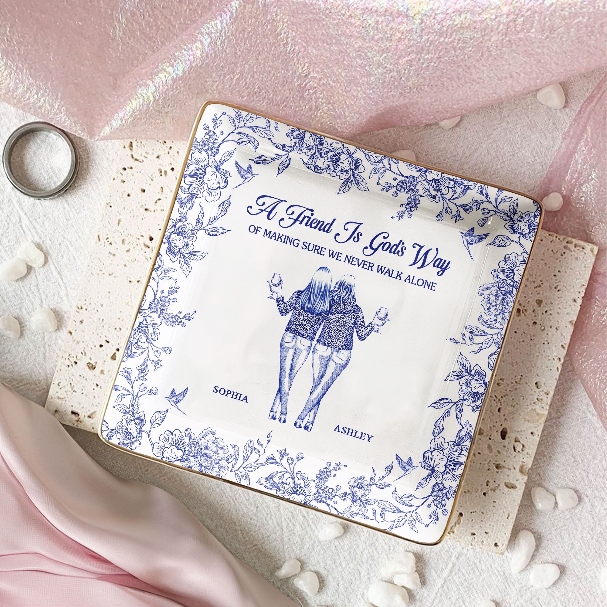 God's Way Of Making Sure We Never Walk Alone - Personalized Jewelry Dish