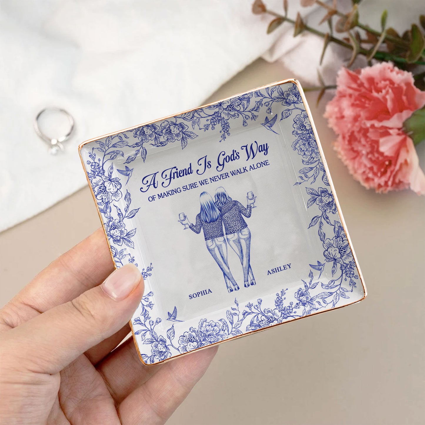 God's Way Of Making Sure We Never Walk Alone - Personalized Jewelry Dish