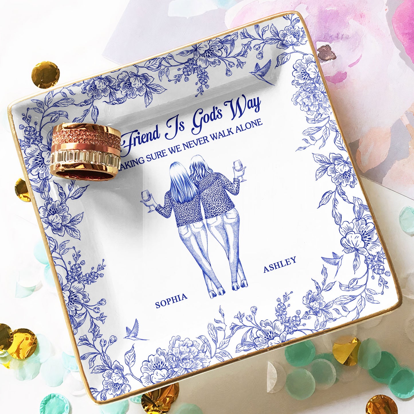 God's Way Of Making Sure We Never Walk Alone - Personalized Jewelry Dish