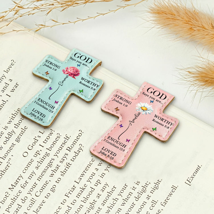 God-Says-I-Am,-Custom-Birth-Flower-Personalized-Leather-Magnetic-Bookmark-1