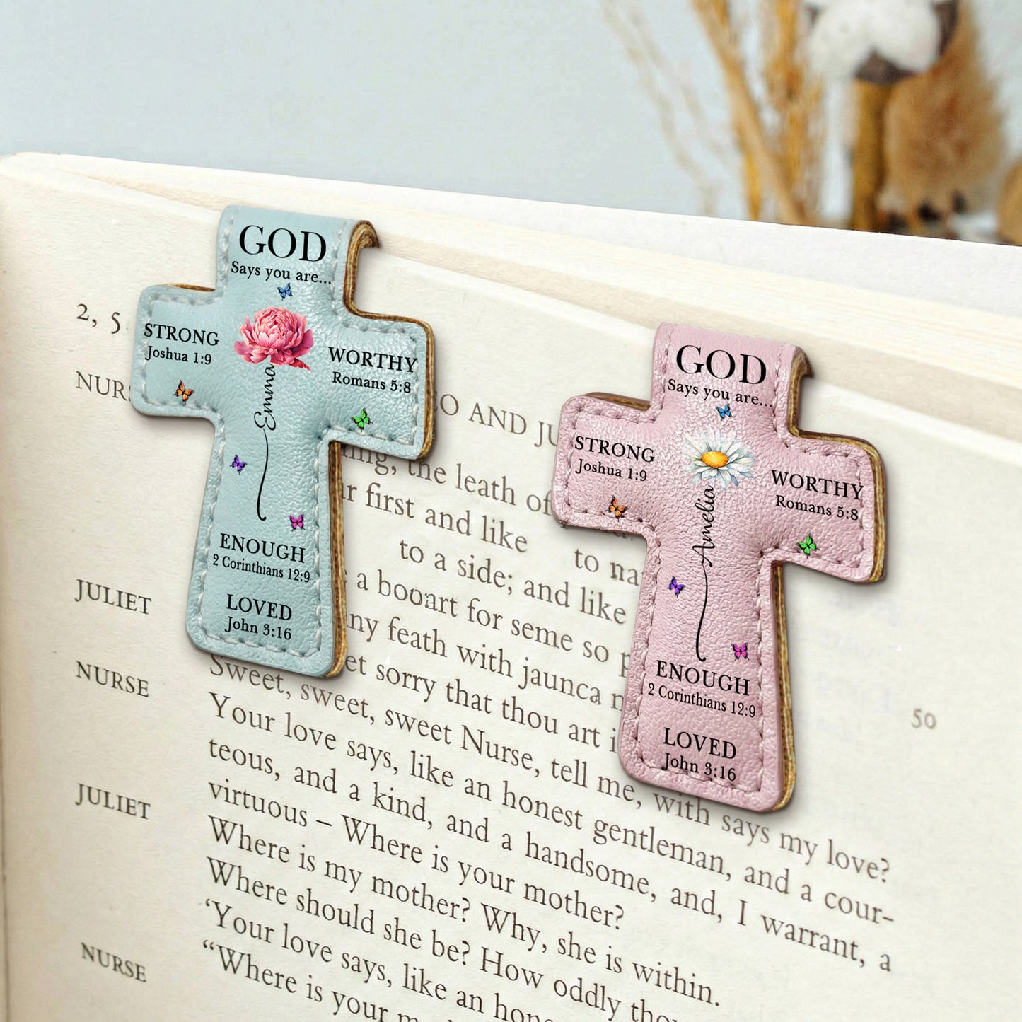God-Says-I-Am,-Custom-Birth-Flower-Personalized-Leather-Magnetic-Bookmark-2
