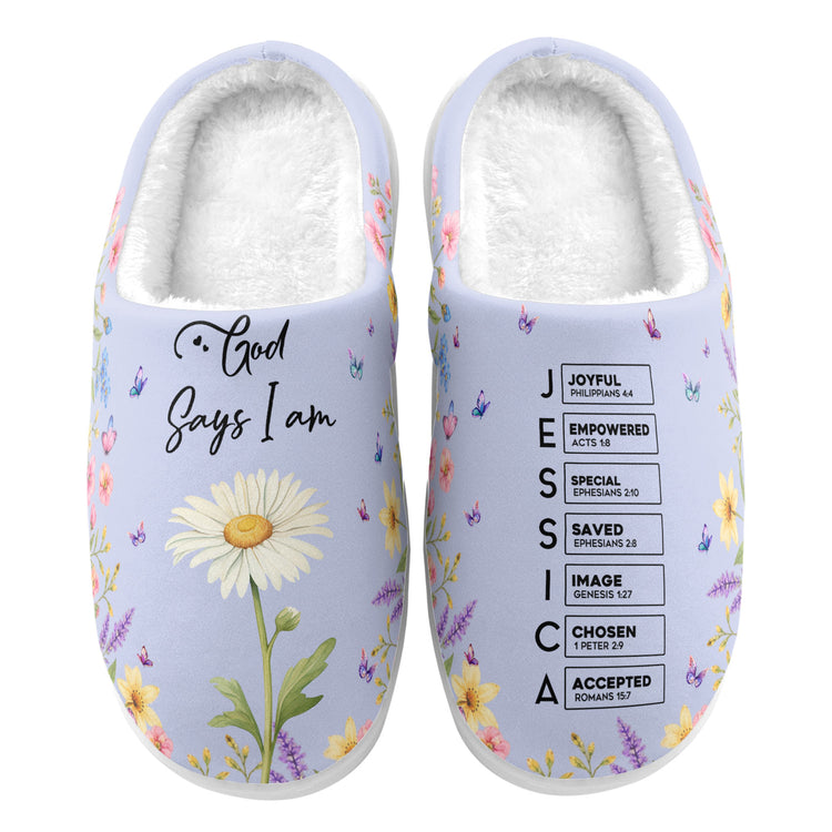 God-Says-I-Am-Custom-Name-&-Birth-Flower-For-Her-Personalized-Slippers-3
