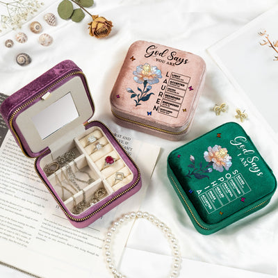 God Says I Am With Name Letter In Bible - Personalized Jewelry Box