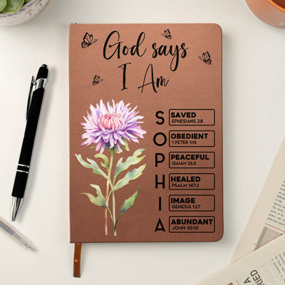 God Says You Are Custom Birth Flower & Name In Bible Verses - Personalized Journal