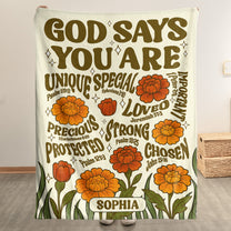God Says You Are Retro Birth Flower - Personalized Blanket