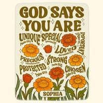 God Says You Are Retro Birth Flower - Personalized Blanket