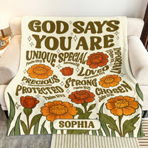 God Says You Are Retro Birth Flower - Personalized Blanket