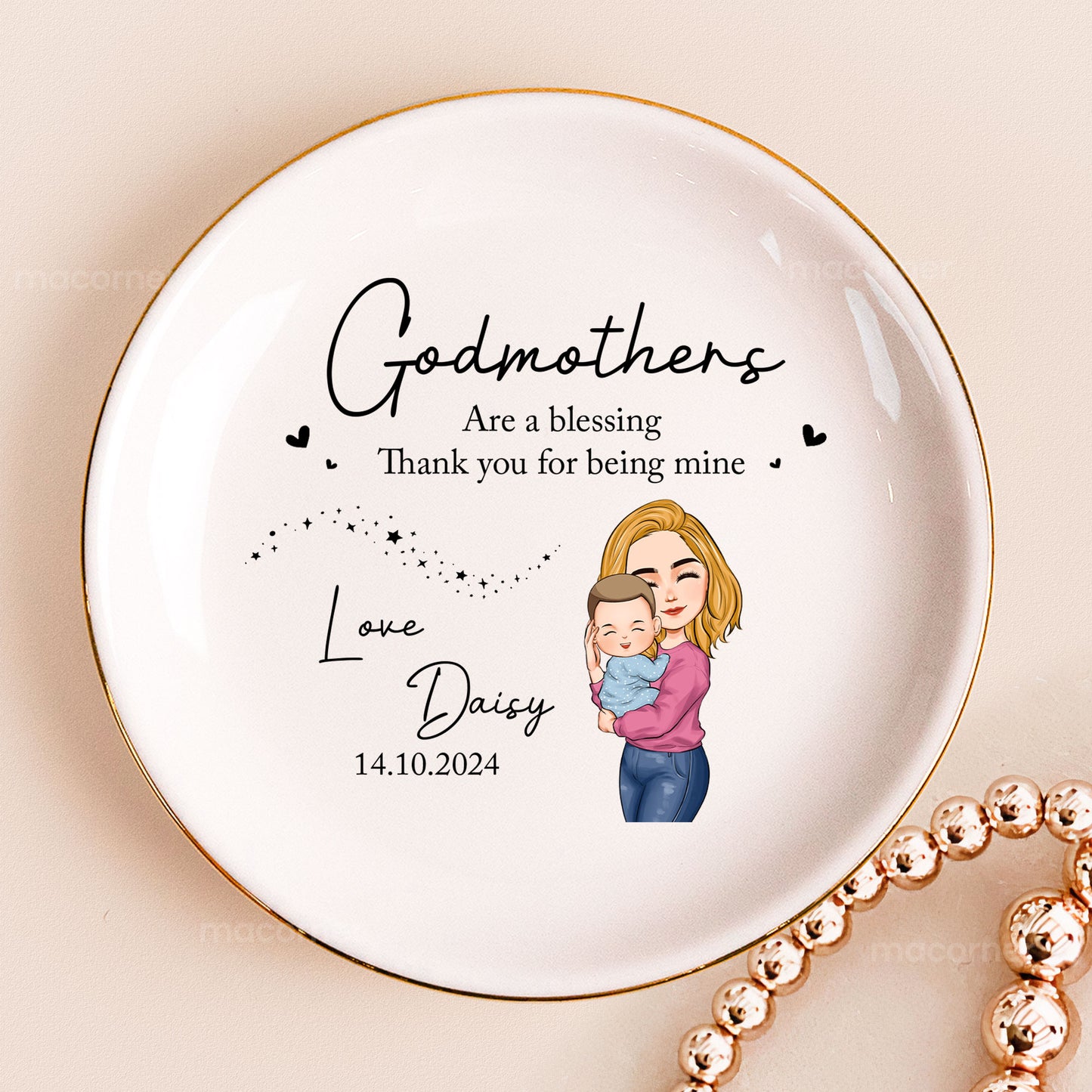 Godmothers Are A Blessing Thank You For Being Mine - Personalized Jewelry Dish