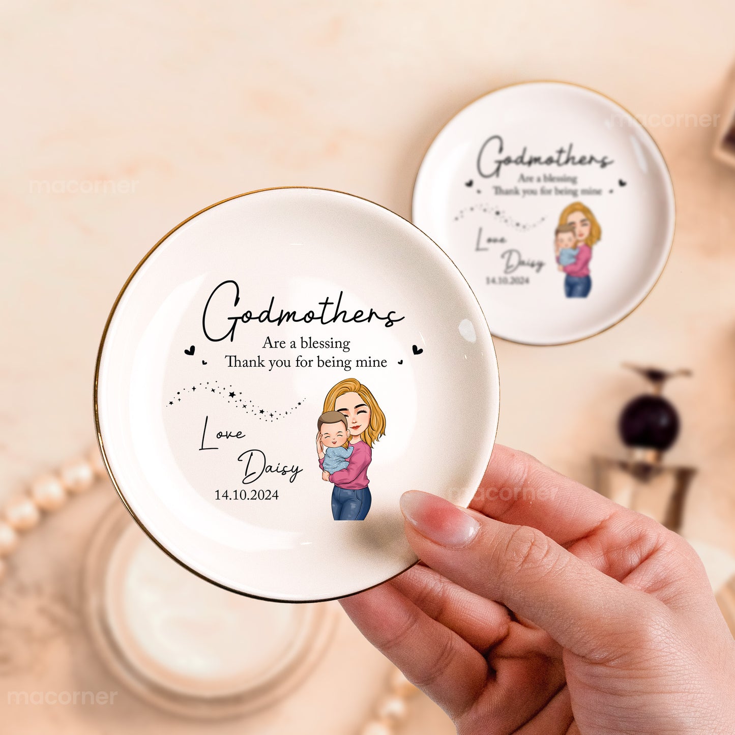 Godmothers Are A Blessing Thank You For Being Mine - Personalized Jewelry Dish