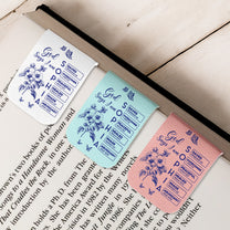 Gods Says I Am Name In Bible Toile De Jouy Style - Personalized Leather Magnetic Bookmark