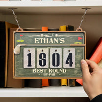 Golf Best Round By Par - Personalized Hanging Golf Tracker