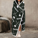 Golf Custom Name - Personalized Wearable Blanket Hoodie
