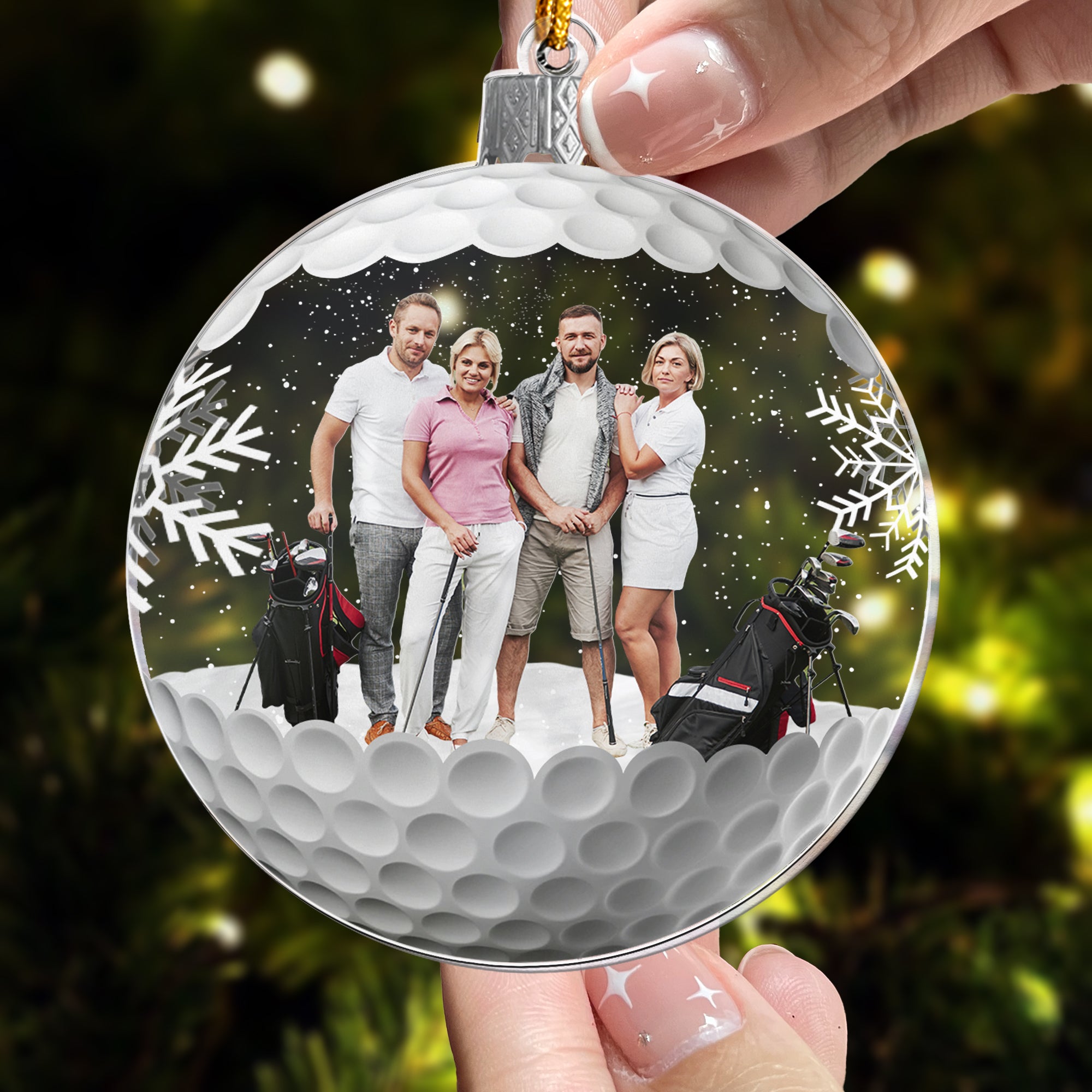 Golf Friends Christmas Globe - Personalized Acrylic Photo Ornament