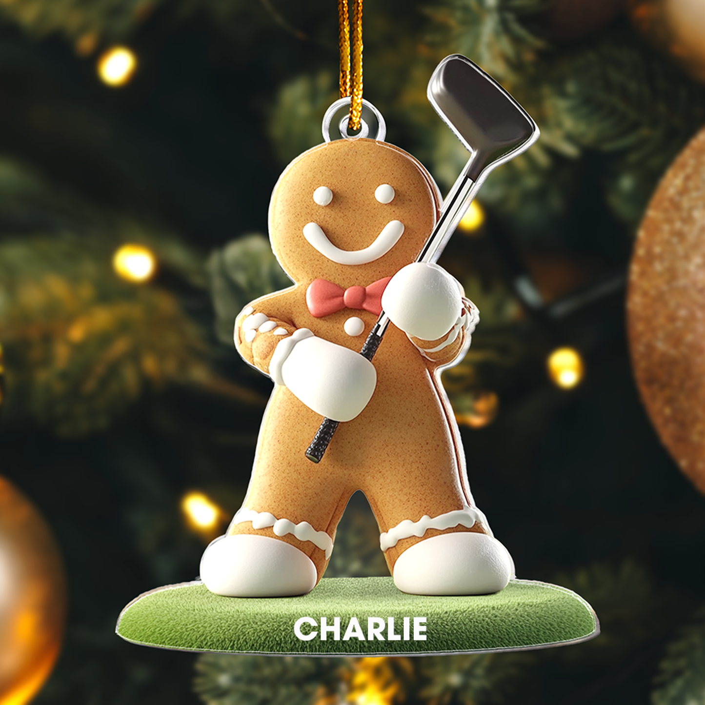 Golf Gingerbread Christmas Ornament - Gift For Golf Lover - Personalized Acrylic Ornament