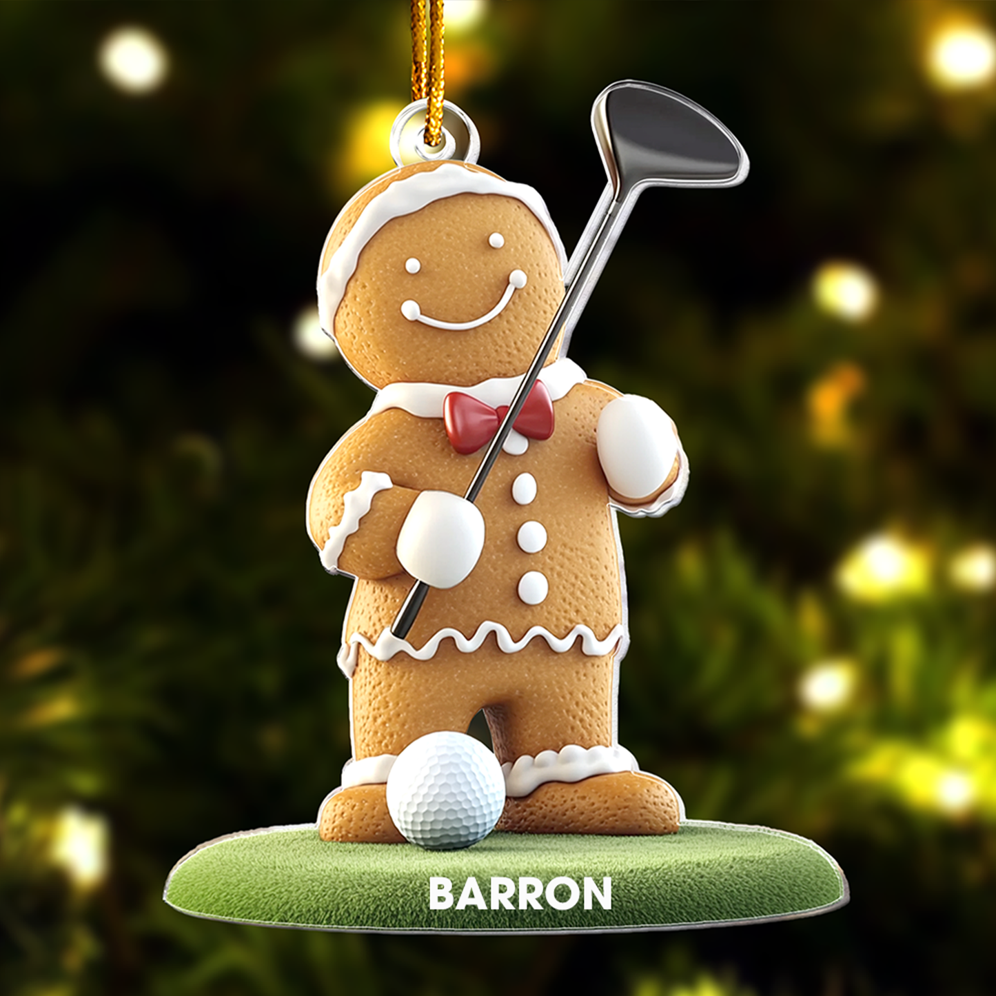 Golf Gingerbread Christmas Ornament - Gift For Golf Lover - Personalized Acrylic Ornament