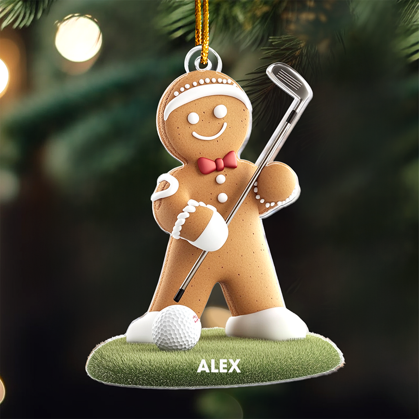 Golf Gingerbread Christmas Ornament - Gift For Golf Lover - Personalized Acrylic Ornament