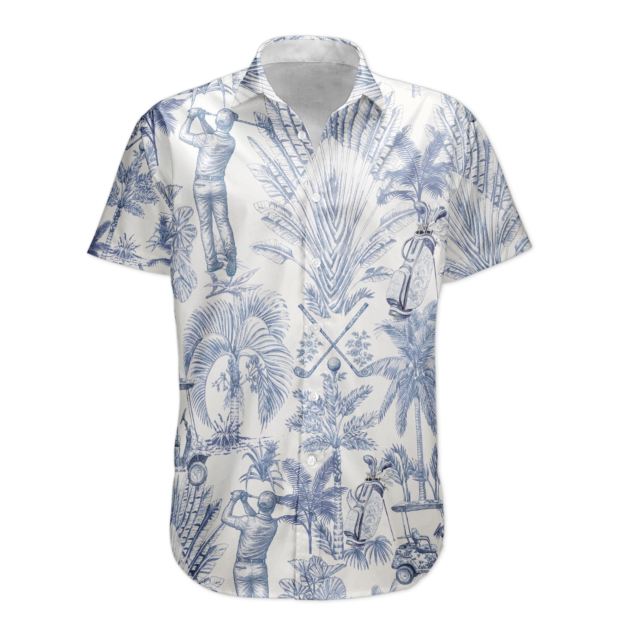 Golf Lover Toile De Jouy Vintage French Style - Personalized Hawaiian Shirt