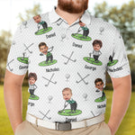Golf Lovers Golf Dad Custom Funny Face - Personalized Photo Polo Shirt