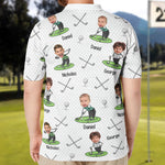 Golf Lovers Golf Dad Custom Funny Face - Personalized Photo Polo Shirt