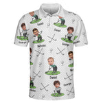 Golf Lovers Golf Dad Custom Funny Face - Personalized Photo Polo Shirt