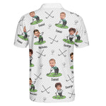 Golf Lovers Golf Dad Custom Funny Face - Personalized Photo Polo Shirt