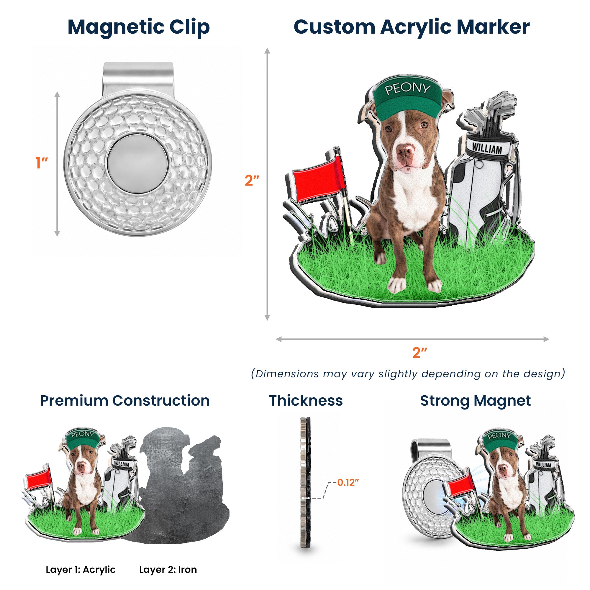 Golf & Dog, Cat Lovers - Favorite Caddy Dog Dad Gifts - Personalized Golf Ball Marker
