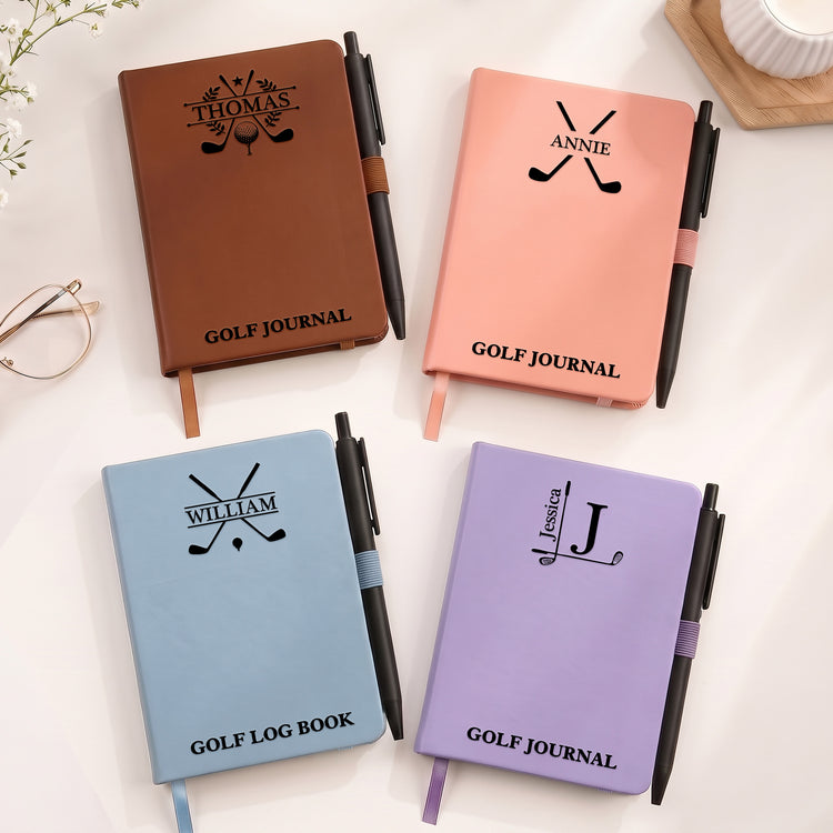 Golf-Log-Book-Leather-Golf-Log-Golf-Gift-For-Him,-Husband,-Dad,-Grandpa-Personalized-Notebook-Set-1