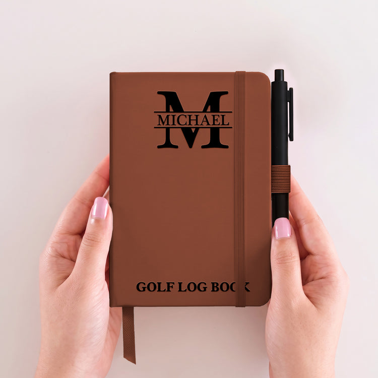 Golf-Log-Book-Leather-Golf-Log-Golf-Gift-For-Him,-Husband,-Dad,-Grandpa-Personalized-Notebook-Set-3