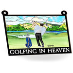 Golfing In Heaven - Personalized Window Hanging Suncatcher Ornament