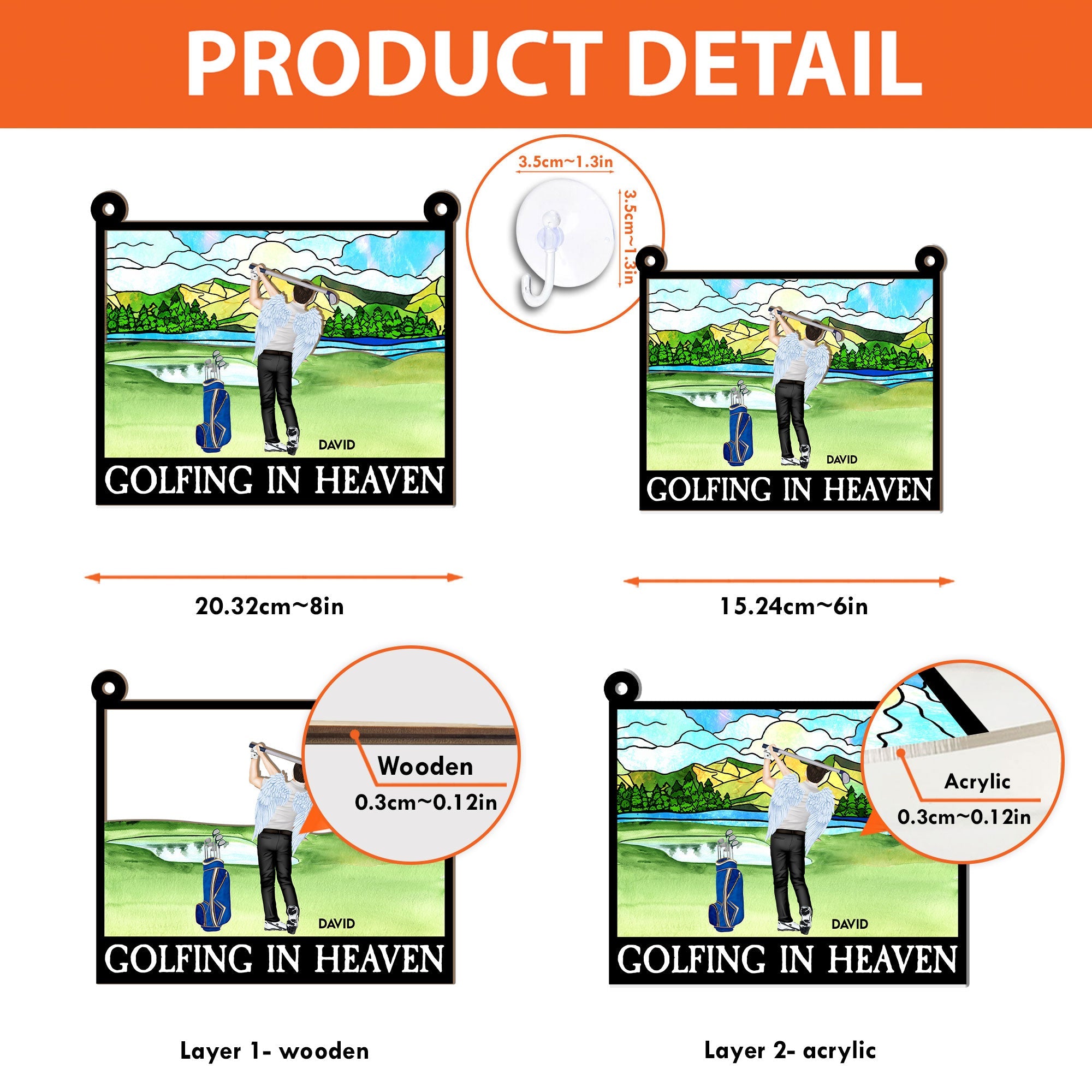 Golfing In Heaven - Personalized Window Hanging Suncatcher Ornament