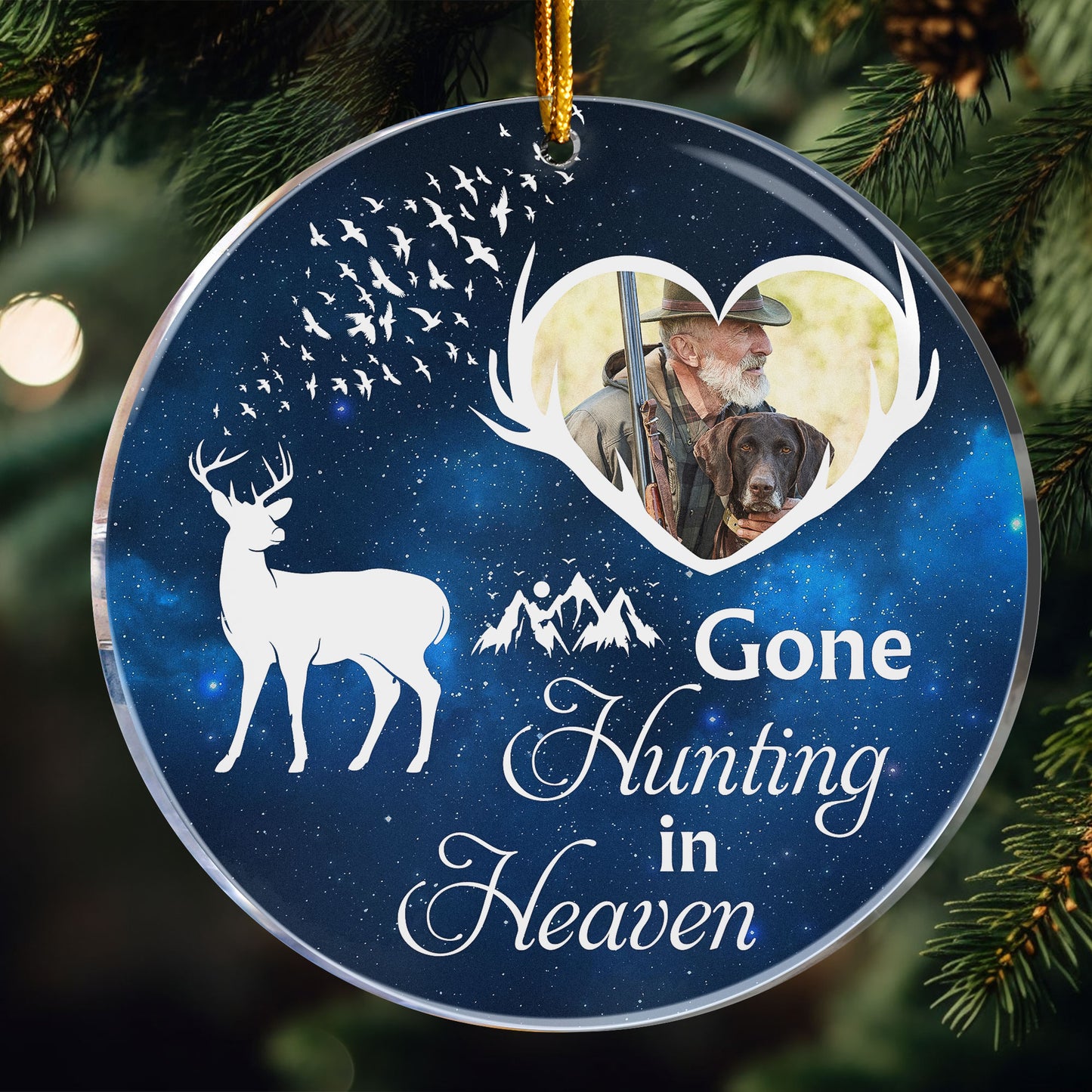 Gone Hunting In Heaven - Personalized Acrylic Photo Ornament