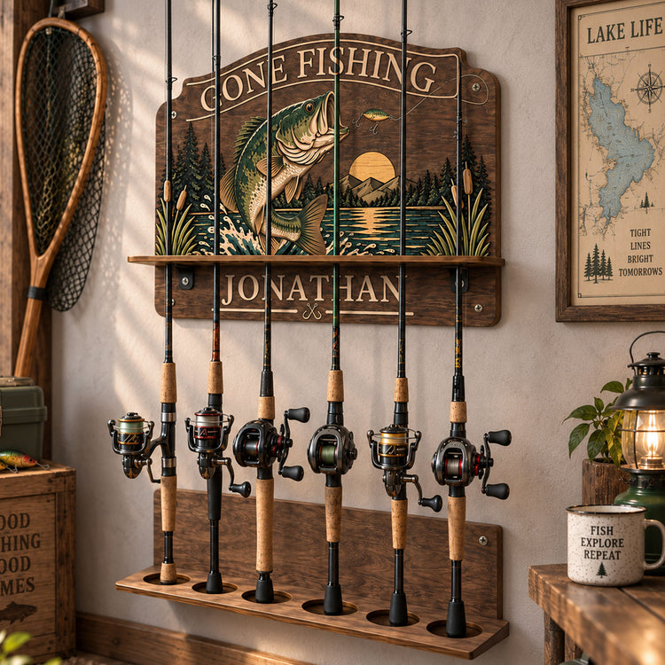 Gone-Fishing,-Gift-For-Fisher,-Fishing-Lover-Personalized-Fishing-Rod-Holder-2