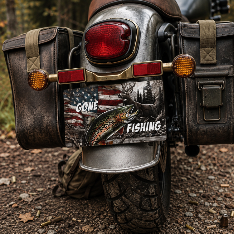 Gone-Fishing-Gone-Hunting-Custom-License-Plate1