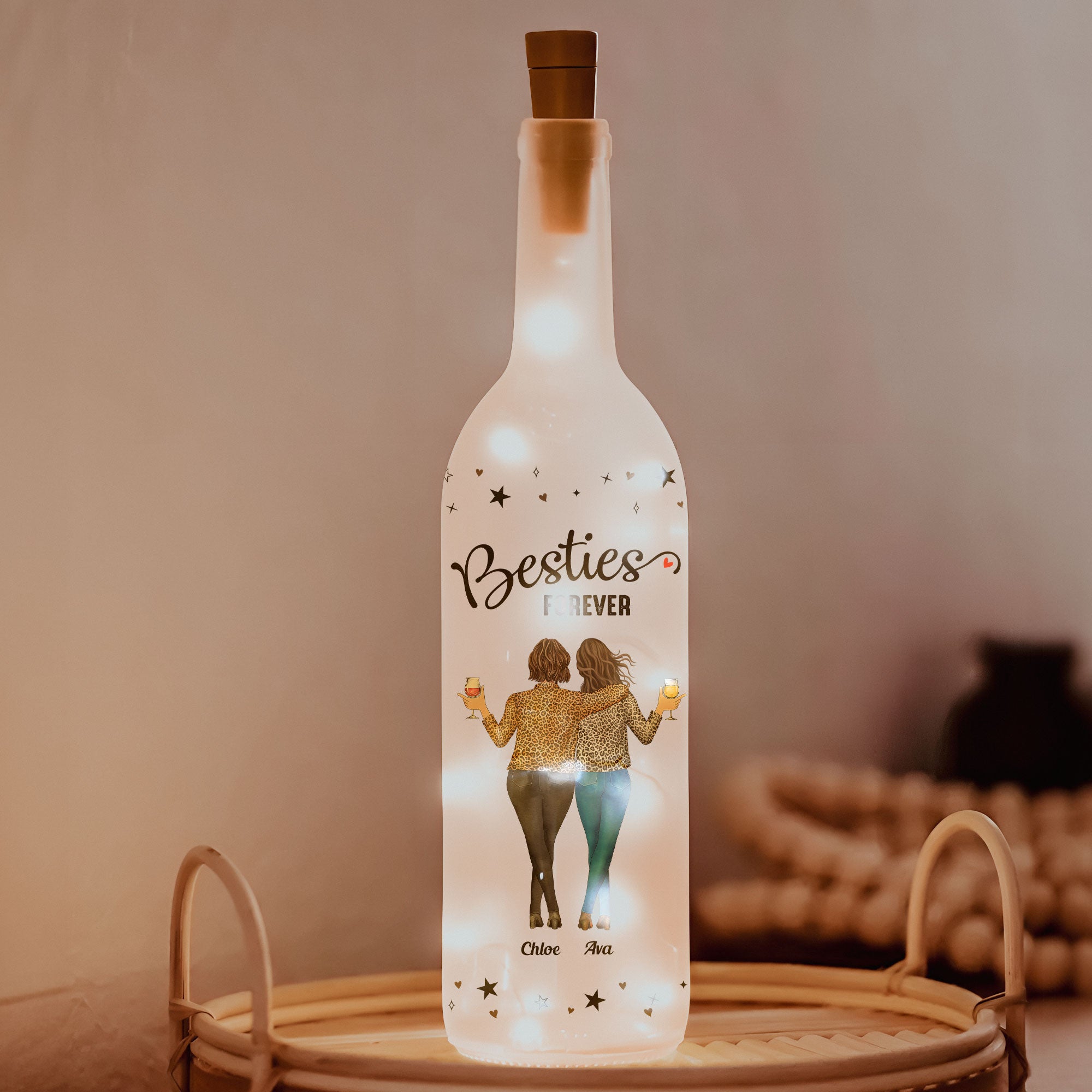 Good Friends Are Always Here - Personalized Bottle Lamp - Gift For Friend