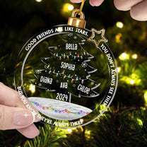 Good Friends Are Like Stars Christmas Tree Led Lights - Personalized Acrylic Ornament