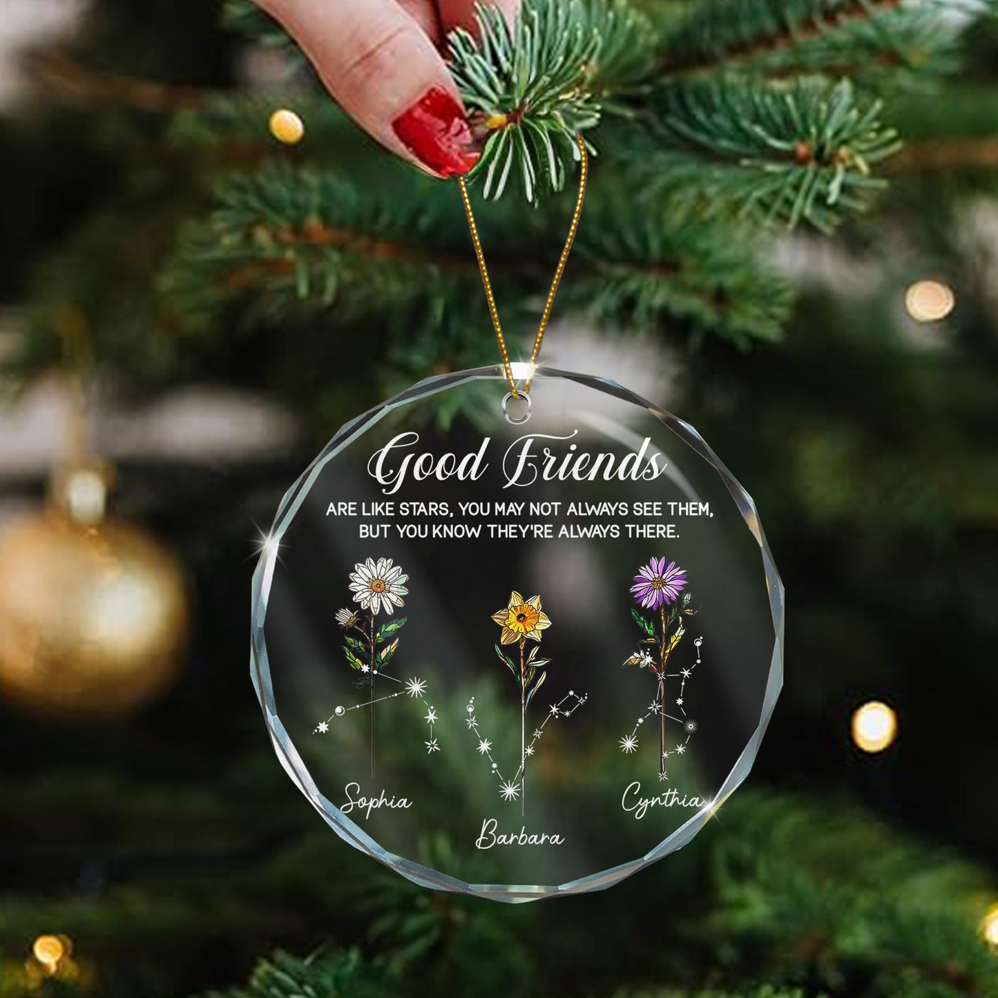 Good Friends Are Like Stars Custom Birth Month & Zodiac Star Sign - Personalized Glass Ornament