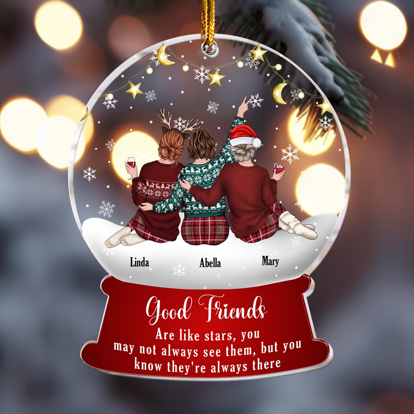 Good Friends Are Like Stars - Personalized Acrylic Ornament