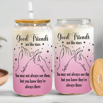 Good Friends Are Like Stars - Personalized Clear Glass Cup