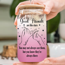 Good Friends Are Like Stars - Personalized Clear Glass Cup