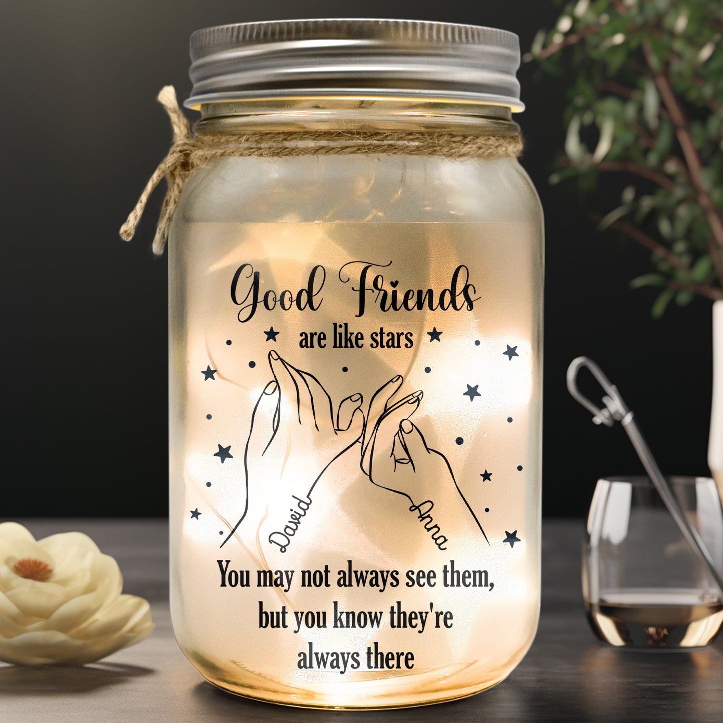 Good Friends Are Like Stars - Personalized Mason Jar Light