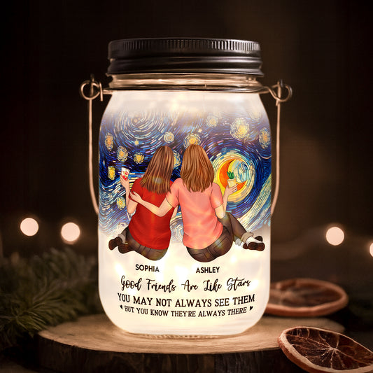 Good Friends Are Like Stars - Personalized Solar Mason Jar Light